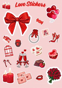 Valentinstag-Sticker zum Ausdrucken (PDF) | Liebes-Sticker-Set | Über 150 Sticker - Etsy.de