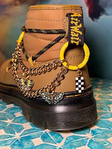 Doc Marten Boot Chains With Butterfly Checker Heart Enamel Charms [yellow] - Etsy Australia