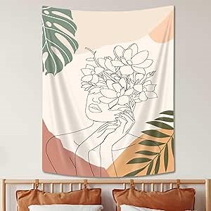 SAOLUIS Line Aesthetic Vertical Wall Art, Simple Women Art, Modern Abstract Woman Face For Home Decor 60X80 Inches