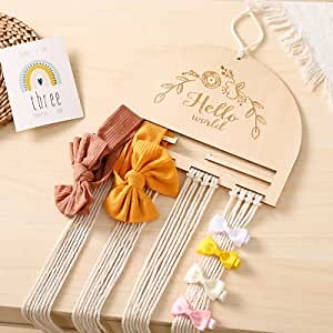 let's make Headband and Bow Organizer for Girls Hair Bows, Hanging Baby Headbands Storage Organizer Newborn Hair Clips Holder, Wall Hanging Decor for Toddler, Wall, Room, Door or Closet