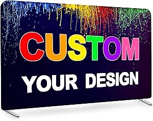 Custom Tension Fabric Trade Show Display Backdrop, Personalized Step and Repeat Backdrop with Photo Logo for Booth, Exhibition, Party, Wedding (Single-Sided-5.2x2FT)