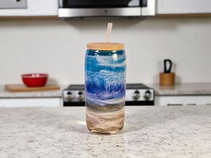 Ocean Wave Epoxy Tumbler: Beach Glass Design, Coastal Drinkware - Etsy