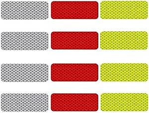 12PCS Reflective Diamond Grade Waterproof Sticker, Reflector Stickers, Safety Warning Belt, high Night Vision, Motor Vehicles and Motorcycles,Reflective Tape for Bikes