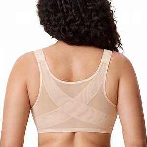 DELIMIRA Women's Front Closure Bras Posture Full Coverage Plus Size Underwire Unlined Seamless Bra