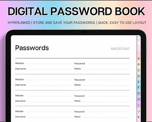 Digital Password Book, Password Tracker With Tabs, Password Keeper & Organizer, Password Log, Goodnotes, Notability, Ipad, Digital Notebook - Etsy