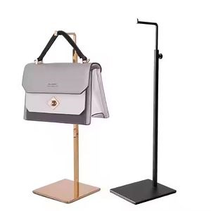 [Hot Item] Polished Gold Purse Display Stand Countertop Single Hook Adjustable Height Handbag Display Stand Bag Display Stand