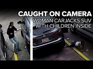 Video: Woman carjacks family, runs over child's foot after trying to steal another car