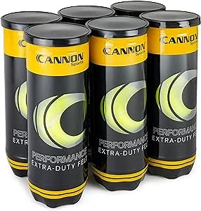 Cannon Sports Tennis Balls Extra Duty Felt Pressurized Green Tennis Balls (6 Cans, 18 Balls)