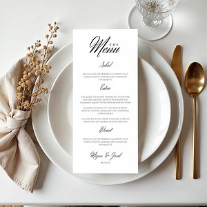 Modèle de menu de mariage minimaliste et élégant Menu de mariage moderne Menu de mariage minimaliste imprimable - Etsy France