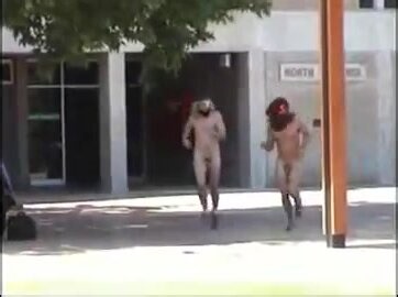 MASKED STUDENTS STREAKING ON CAMPUS