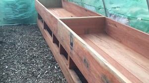Media beds at Bandusia. Look at this beautiful timber cut from the local bush. | Aquaponics Design Course