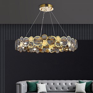 [Hot Item] Modern Chandelier Lighting Smoke Gray Glass Round Luxury Crystal Ceiling Chandelier Lighting (WH-CY-213)