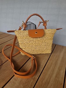 Raffia Longchamp Mini Bag,vintage Crochet Bag, Tophandle Bag, Classic Tote Bag, Everyday Purse Bag, Crochet Straw Bag, Naturel - Etsy UK