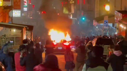 Police investigate after Waymo driverless car vandalized, set ablaze in SF's Chinatown