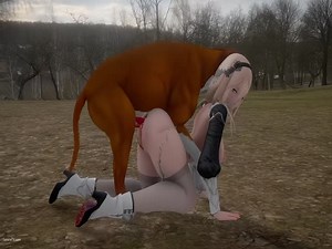 3d anime girl with dog