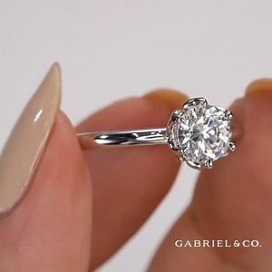 21 reactions | A flower design solitaire engagement ring makes this round diamond look completely different! Style ER15761 from Gabriel & Co. & Mark Jewellers. #GabrielCoRetailer #GabrielNY #ModernEngagementRings | Mark Jewellers | Facebook