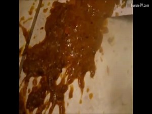 Fat woman shitting diarrhea on the floor