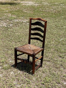 1700s Primitive Chair, Farmhouse Decor, Wood Chair, Antique Ladder Back, Rush Seat Chair, Rustic, Side Chair, Hand Made Chair, Great Patina - Etsy