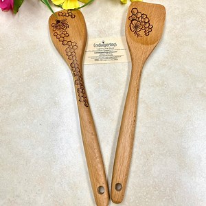 Honey Bee Wooden Spoon - Wood Burned Spatula - Cottagecore - Wooden Kitchen Spoon - Rustic Kitchen Decor - Hive Art - Beekeeping - Honeycomb - Etsy