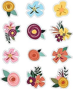 Carson Dellosa Education Grow Together 36-Piece Flower Cutouts, Colorful Floral Accents, Garden Decor for Bulletin Board, Party, Classroom, and Spring Decorations