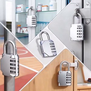 4 Digit Combination Lock for Lockers - Resettable Keyless Locker Lock with Side Window, Digital Padlock for Gym, School, Storage, Toolbox, Gate & Shed(Red)
