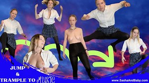 Petite School Girls Bed Jump and Pillow Trample with Cool Music | Clips4sale
