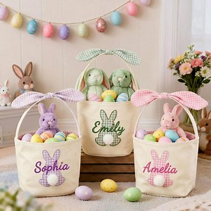 Personalized Easter Basket: Embroidered Name, Bunny Design - Etsy Canada