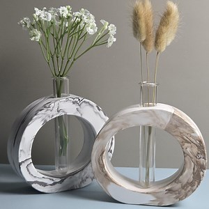 Marble Handmade Vase | Modern Home Decor | Small Asymmetrical Eco Resin Vase With Removable Tube | Minimalist Propagation Planter - Etsy Canada