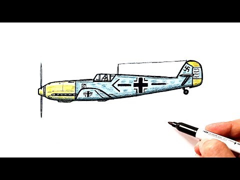 How to draw a Messerschmitt fighter Bf 109