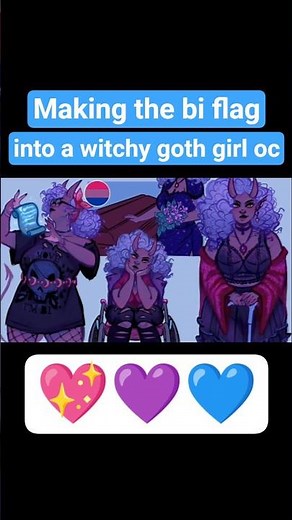 I turned the bi flag into a witchy goth girl ✨ | ✧°｡ bisexual character art oc