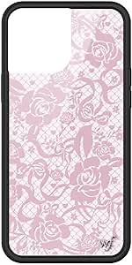 Wildflower Cases - Compatible with iPhone 13 Pro Max | Protective Black Bumper, 6.5ft Drop Test Certified, Women Owned Small Business | Pink White Coquette Lace Cute Trendy | Pink Lace