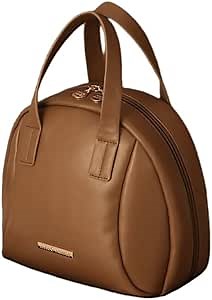 Travel Makeup Bag, Triple Layer Waterproof Toiletry Bag Large Capacity Cosmetic Bag with Handles Dividers, Makeup Organizer Pouch (Brown)