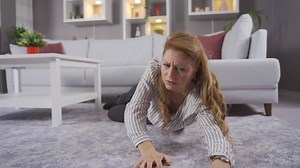 Talking to yourself in front of the mirror. Mature woman talking to herself looking in mirror and frustrated. Mental illnesses.