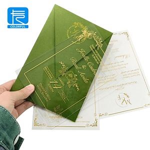 [Hot Item] High Quality Luxury Gold Foil Transparent Acrylic Wedding Invitation Card with Envelope