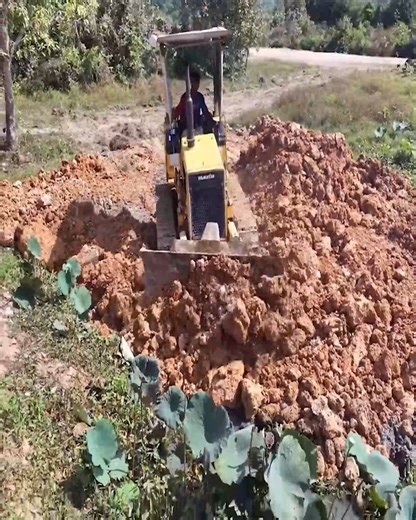Best At Work!!! Komatsu D20P Bulldozer Pushes Soil Into Pond To Build Flat Land With Dump Truck Delivering Soil | Bulldozer Operator