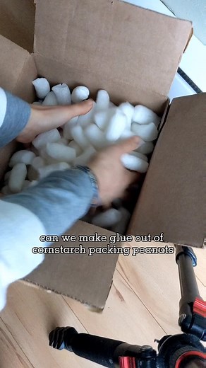 I was so happy to make glue out of cornstarch packing peanuts. Now when you get a package with these you can save them for crafts 😍 I liked this glue better than liquid or stick glue. It wasn't too thick and it wasn't like stick glue where it sometimes it hard to spread. . . . . #glue #cornstarch #cornstarchpackingpeanuts #ecofriendly #sustainablepackaging #lesstrash | Christine Lan