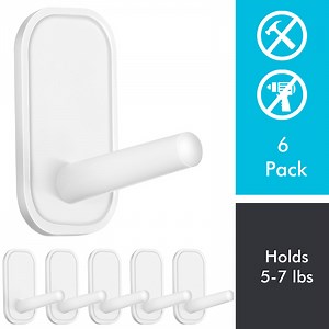 INNOPLUS 6X White Wall Hook Coat Rack for Hanging Towel Backpack Hat Damage Free Decorating
