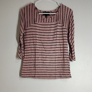 Dana Buchman Pink and Black Striped Blouse