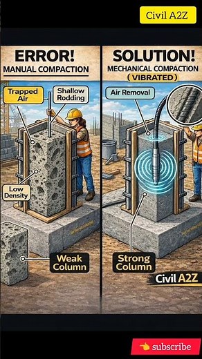 Why Concrete Vibrator is Important? Weak vs Strong Column Explained#shorts #construction#civilwork