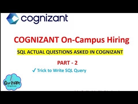 Cognizant actual SQL queries with detailed explanation for all cluster #sql #technicalassesment #job