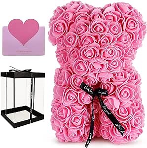 Valentines Day Gifts,Rose Bear-Valentines Day Gifts for Her Gift-Rose Bear Teddy-Rose of Forever Suitable for Her Anniversary Grandma Mom Wife Friend Gift,Rose Bear with Box