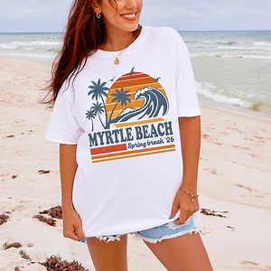 Myrtle Beach Spring Break 2026 T-shirt, Retro Surf Sunset Tee - Etsy