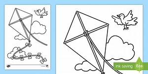 Kite Colouring Sheet