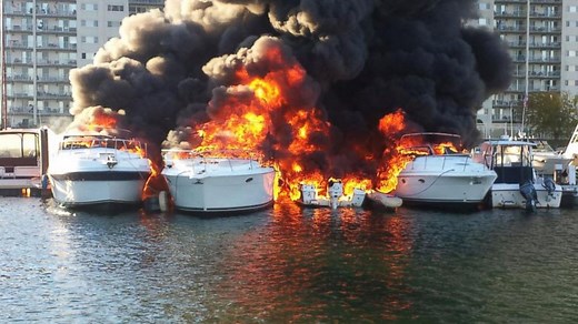 Raging Fire Engulfs Boats at Quincy Marina in Massachusetts