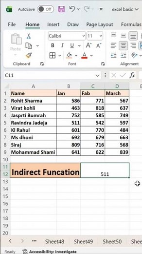 HOW TO USE INDIRECT FUNCTION IN EXCEL 📈🎯🤯 #excel #exceltips #exceltricks #viral #viralvideo #explore