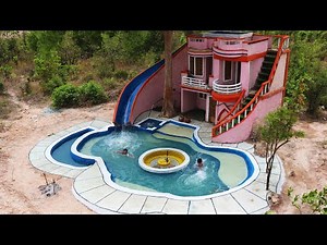 Building Modern Two Story Mud Villa With Water Slide Attractive To Underground Swimming Pool