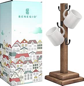 Coffee Cup Holder Mug Tree Mug Rack Timeless Collection - Satin Medium Roast Finish - Superior Craftsmanship - Anti-Tip & Slip Coffee Station Organizer - Coffee Mug Holder for Counter & Bar