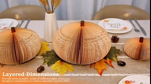 Fall Decor - Fall Decorations for Home - Set of 3 Book Pumpkins - for Thanksgiving Autumn Farmhouse Room Kitchen Tiered Tray Table Centerpieces