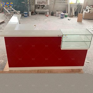 [Hot Item] Red Corian Bar Counter L Shape Counter Design for Restaurant Commercial Display Bar Counter Design Ideas