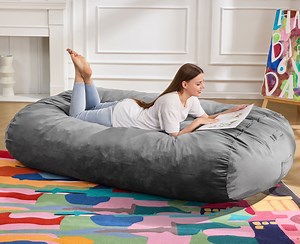Hobestluk 6FT Bean Bag Chair Large Beanbag Lounger with Removable Cover Adult Bean Bag Chair with Portable Handle Desgin for Living Room Bedroom (Grey, 6FT) - Walmart.com